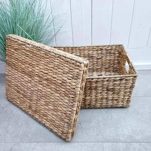 Cesta rectangular de jacinto de agua con tapa, tejida con hierba marina, cesta de almacenamiento hecha a mano, venta al por mayor, ecológica, hecha en Vietnam - Product Image 6