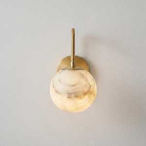 Modern Brass Wall Sconce With Marble Globe Round Design Indoor Lighting Living Room Decor Minimalist Home Decor - Product Image 2