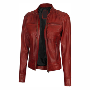 Veste longue en cuir véritable respirant à 100 % pour femmes, avec fermetures éclair, pour le printemps et l'automne, prix de gros. - Product Image 5