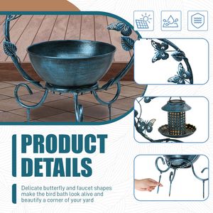 Comedero para Pájaros de Metal Resistente a la Intemperie de 37.8 Pulgadas, Combinado con Jardinera para Flores, Pedestal para Exteriores, Suministros de Calidad para Pájaros - Product Image 4
