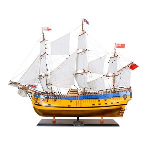 Modèle de bateau HMS Endeavour en bois artisanal OMH, peint, style nautique, objets de collection, décorations, cadeaux, Vietnam, 93x30.5x87 cm - Product Image 1