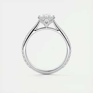 Anillo de compromiso apilable con diamante cultivado en laboratorio de 1.85 quilates, corte marquesa, con pavé floral estilo catedral real y seis puntas - Product Image 5