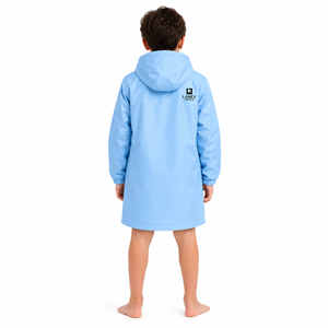 New Youth Swim Parka Waterproof Hooded Changing <b>Robe</b> Quick Dry Polyester Swim <b>Coat</b> with Front Zipper Side Pockets Custom Logo - Product Image 4
