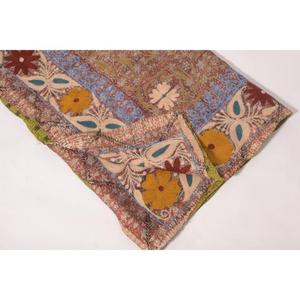 Lavinas Boho Kantha Suzani Embroidered <b>Quilt</b> Handmade Vintage Cotton Floral Eco-Friendly Washable All-Season Bedspread Indian - Product Image 6