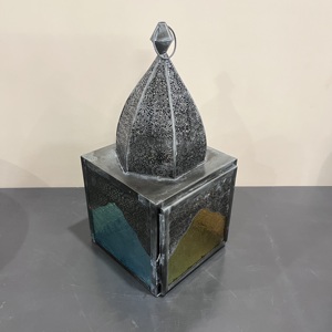 Artisan Design Moroccan Style Handmade Iron Lantern Decorative Candle Holder Color Glass Panels for Home Decoration <b>Easter</b> - Product Image 4