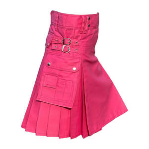 กิ๊ตส์ผ้าฝ้ายสีชมพูสไตล์สก็อตสำหรับผู้หญิง แบบมีกระเป๋าอเนกประสงค์ ขายส่ง รับผลิตแบบ OEM ODM ปี 2026 - Product Image 1