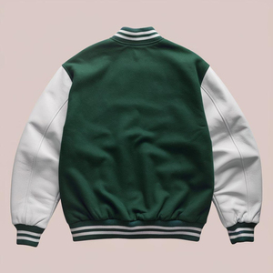Blouson universitaire noir pour homme, coupe droite, col montant, simple boutonnage, lettres brodées sur le devant, style preppy, streetwear d'hiver, imperméable - Product Image 6