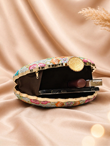Grey Floral Embroidery Party <b>Clutch</b> Elegant Evening Handbag for Women <b>Wedding</b> and Party Use - Product Image 3