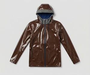 Chaqueta con Capucha de Cuero PU Negro Brillante para Hombre, Impermeable, con Cierre, Estilo Casual para Otoño - Product Image 6