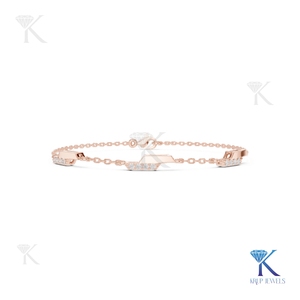 Modern Geometric Lab Grown Diamond Station Bracelet Adjustable Chain 14K 18K <b>Solid</b> <b>Gold</b> Luxury Fine Unisex Jewelry - Product Image 3