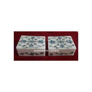 Boîtes de décoration d'intérieur et cadeaux promotionnels de haute qualité, nouveau design, motif en marbre blanc incrusté de fleurs, au meilleur prix - Product Image 3