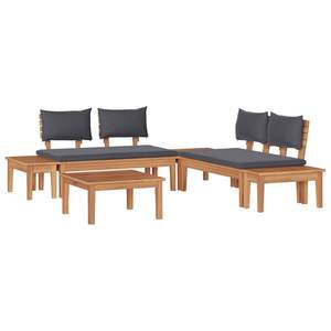 Conjunto de 3 Bancos de Jardín Marrones y Grises con Almacenamiento para Cojines, Muebles de Patio - Product Image 2