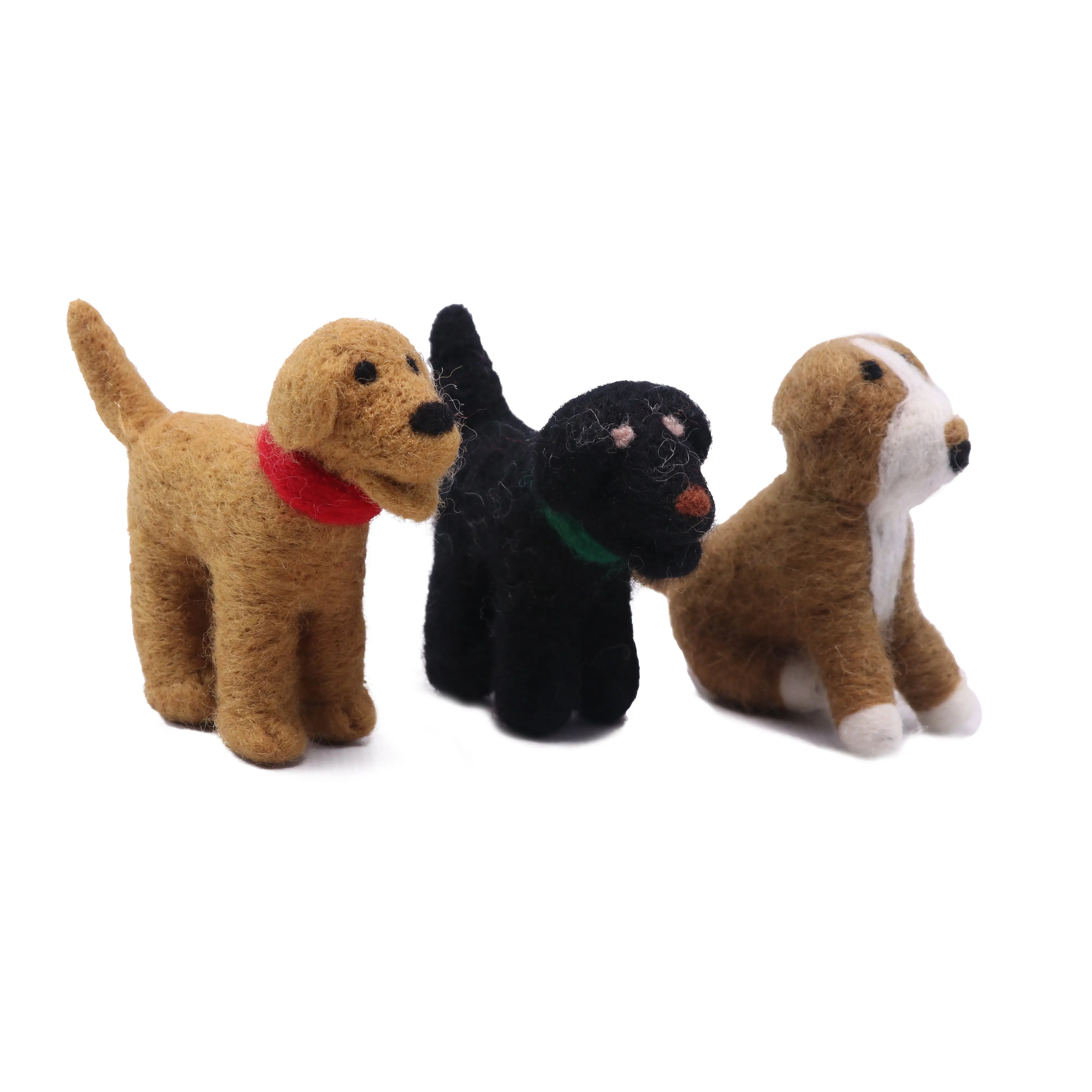 Top Selling Felt Dog figure decorations and toys for kids Merino Wool hand knitted dolls Christmas and Festivals decors