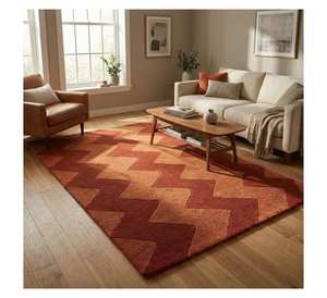 Tapis en laine 100% pure, motif zigzag, résistant aux taches et durable, pour les zones à fort trafic, tapis en laine Sophie Robinson Zig Zag - Product Image 3