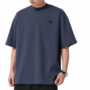 T-shirt en coton tricoté 100% de qualité supérieure, 280 GSM, poids lourd, logo personnalisé brodé, OEM ODM, nouvelle arrivée, homme, taille oversize, formel - Product Image 1