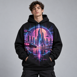 Sweat à capuche surdimensionné pour homme, impression graphique personnalisée, streetwear haut de gamme, fournisseur OEM, sweats à capuche pour homme personnalisés - Product Image 2