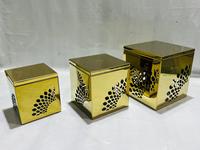 Ensemble de 3 supports décoratifs en métal doré style Z pour buffet, mariage, Ramadan, Diwali, présentoir de style moderne du milieu du siècle