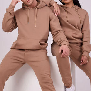 Unisex Lavender Hooded Sweatshirt Set Fleece Oversized Casual Autumn Wear Solid Color Pocket Design Knitted Regular Fit - Product Image 4