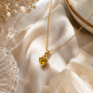 Collier en forme de cœur en quartz citrine, bijou en pierre précieuse de cristal jaune, cadeau pour elle - Product Image 1