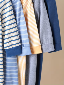 Autumn-Winter Boys' Simple Striped Solid Color Open-Leg Footed Pants Multi-Pack Perfect Outdoor Thermal Breathable Single Button - Product Image 5