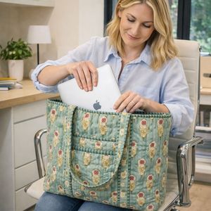 Sac fourre-tout en coton indien artisanal imprimé à la main, doux, durable, léger, pliable, écologique et personnalisable - Product Image 5