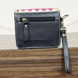 กระเป๋าใส่เหรียญหนังแท้ลายตารางหมากรุกสำหรับผู้หญิง ดีไซน์แบบตะวันตก  จุของได้เยอะ มีช่องใส่บัตรหลายช่อง - Product Image 5