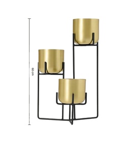 Macetas Elegantes de Hierro Galvanizado Dorado, Duraderas, Ligeras, Contemporáneas, para Interiores y Jardines, METAL WAVE 1.5L 2.2 KG - Product Image 4