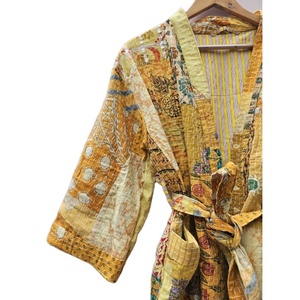 Robe d'été vintage indienne en coton respirant et élégant pour femme, matelassée, style Kantha, patchwork, mode festival, fermeture avant complète, vente en gros - Product Image 2