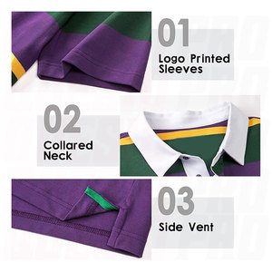 Polo de rugby streetwear en tissu piqué, personnalisé, à manches courtes, rayé, pour hommes - Product Image 5