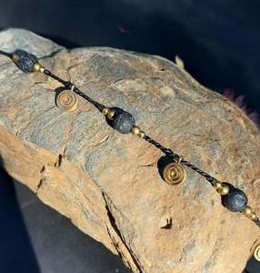 Handmade Black Macrame Gold Spiral <b>Necklace</b> Adjustable <b>Boho</b> Ethnic Healing Statement Jewelry Women - Product Image 4