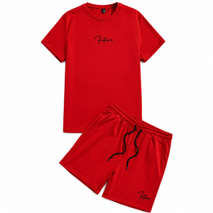 Conjunto de Camiseta y Pantalones Cortos de Algodón para Hombre, Estilo Casual, Deportivo, de Dos Piezas - Product Image 1