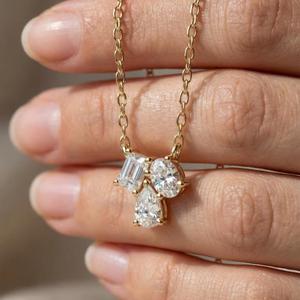 Heart Pear & Oval Cut Diamond Toi Et Moi <b>Pendant</b> <b>Solid</b> <b>Gold</b> Romantic Necklace Luxury Bridal Jewelry Elegant <b>Pendant</b> Gift For Her - Product Image 2