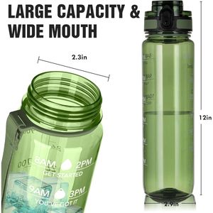 Bottiglia d'Acqua Durevole da 32oz in Tritan con Indicatore di Tempo Motivazionale, Senza BPA, per Palestra, Viaggi, Casa e Scuola - Product Image 2