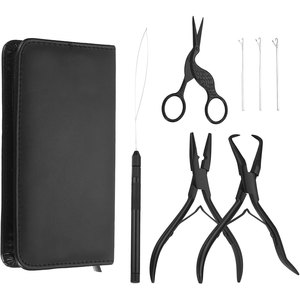 Kit d'outils pour extensions de cheveux en acier inoxydable, pince de pose et de retrait de micro-anneaux avec aiguille à boucle et crochet de tirage - Product Image 1