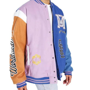 Wholesale Custom Letterman Plus Size Unisex High Street Waterproof Windproof Front Vintage School College <b>Bomber</b> <b>Varsity</b> <b>Jacket</b> - Product Image 3