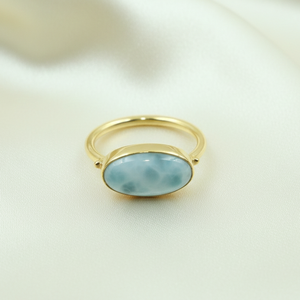 <b>Top</b> quality Blue Larimar Gemstone Ring 925 Sterling Silver <b>Rose</b> Gold Yellow Gold Plated Handmade Statement Oval Ring Jewelry her - Product Image 3