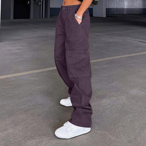 Pantalones de cintura alta para mujer, corte holgado, largo completo, color sólido, estilo casual, para primavera - Product Image 5