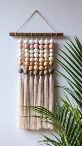 Décoration murale amovible légère en perles de bois style bohème moderne, ornements suspendus faits à la main écologiques, rustiques, pour Diwali - Product Image 6