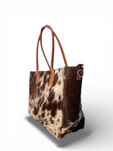 Bolso Tote Clásico de Cuero Genuino con Pelo, Bolso de Mano de Moda para Mujer con Cierre de Cremallera Bordado, Diseño Portátil LHTB-0078 - Product Image 3