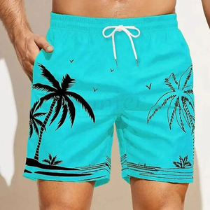 Short de bain pour homme à imprimé palmiers, taille élastique avec cordon de serrage, séchage rapide, décontracté, pour l'été et la plage - Product Image 5