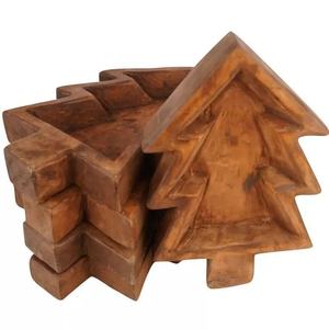 Cuencos Vintage de madera de Acacia para masa, cuencos con forma de pino para decoración del hogar, regalos de Navidad, OEM, venta al por mayor - Product Image 1