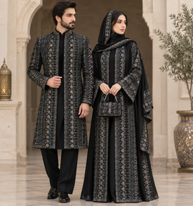 Motif de broderie sur velours noir, base de motif 9000, pour veste ethnique femme, lehenga de mariée, abaya, décoration intérieure - Product Image 2