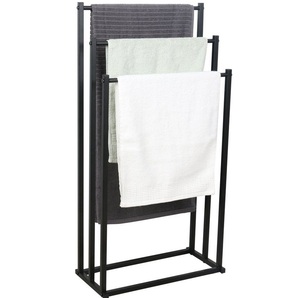 Estante de Baño de Metal Negro de 3 Niveles con 3 Barras, Soporte Independiente para Toallas, Estante de Secado, Barra para Toallas, Almacenamiento - Product Image 3