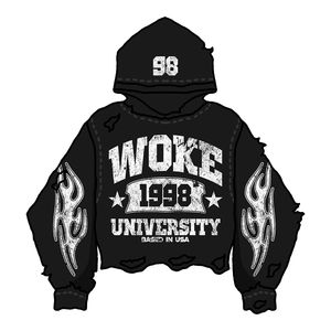 Ensemble de sweat-shirts à capuche Y2K 2 pièces en coton 100% avec imprimé encre blanche, poche et manches raglan, style streetwear décontracté et oversize - Product Image 2