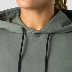 Sweat-shirt à capuche court pour femme, couleur unie, collection automne, vente en ligne haut de gamme, faible MOQ - Product Image 6