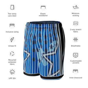 Men's Blue Striped Mesh Basketball Shorts Sublimated Print Elastic Waist Breathable Regular Fit All Seasons Adult Sportwear - Product Image 3