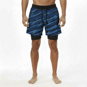 Running Breathable Men 2 in 1 <b>Layers</b> Sports Track Workout High Waist Gym Shorts With Drawstring Pockets Sweatpants - Product Image 1