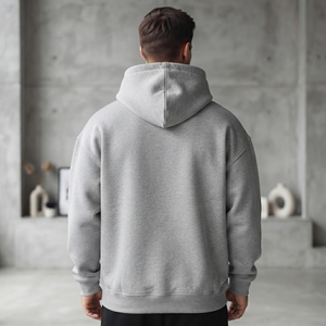 Sweat-shirt à capuche gris pour homme, coupe ample, manches raglan, couleur unie, décontracté, en polaire, pour l'automne - Product Image 4