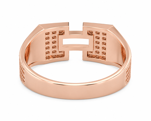 Bague signet en or rose, bague signet diamant, bague en émail noir, bague de luxe pour homme, bijoux unisexes, bague en or massif, bague en or 18 carats, bague géométrique - Product Image 4
