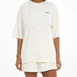 Premium Cotton Blend Fabric / Soft Breathable Lightweight Casual Streetwear Trendy Oversized Women T Shirts Drop Shoulder Design - Product Image 1